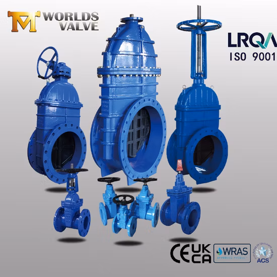 BS5163 Awwa C515 C509 DIN3202 F4 F5 GOST Kr JIS as Wras CE Ggg40/50 Ductile Cast Iron Resilient Rubber Seat Seated Double Flange Flanged Wedge Water Gate Valves